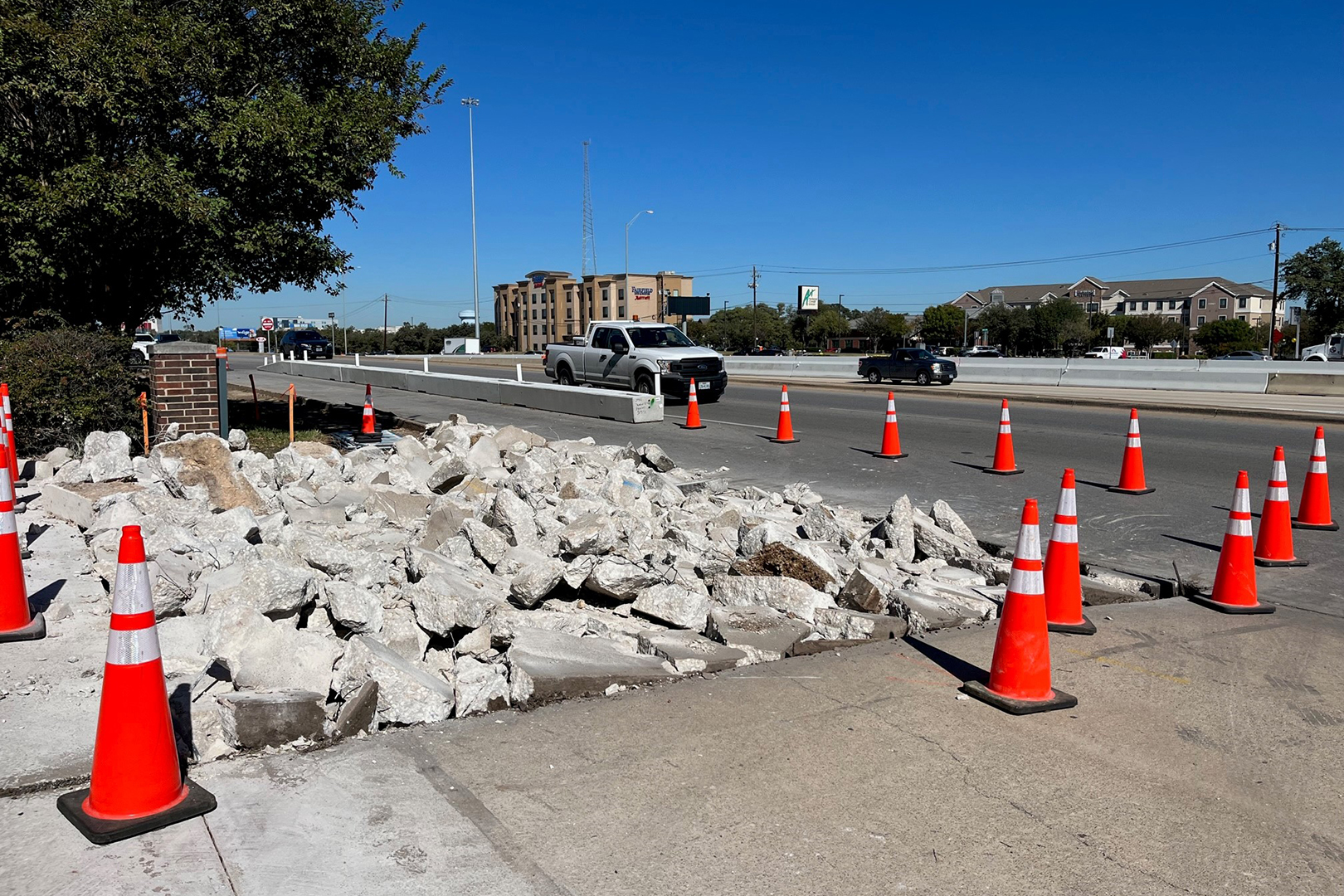 Cones blocking off driveway reconstruction