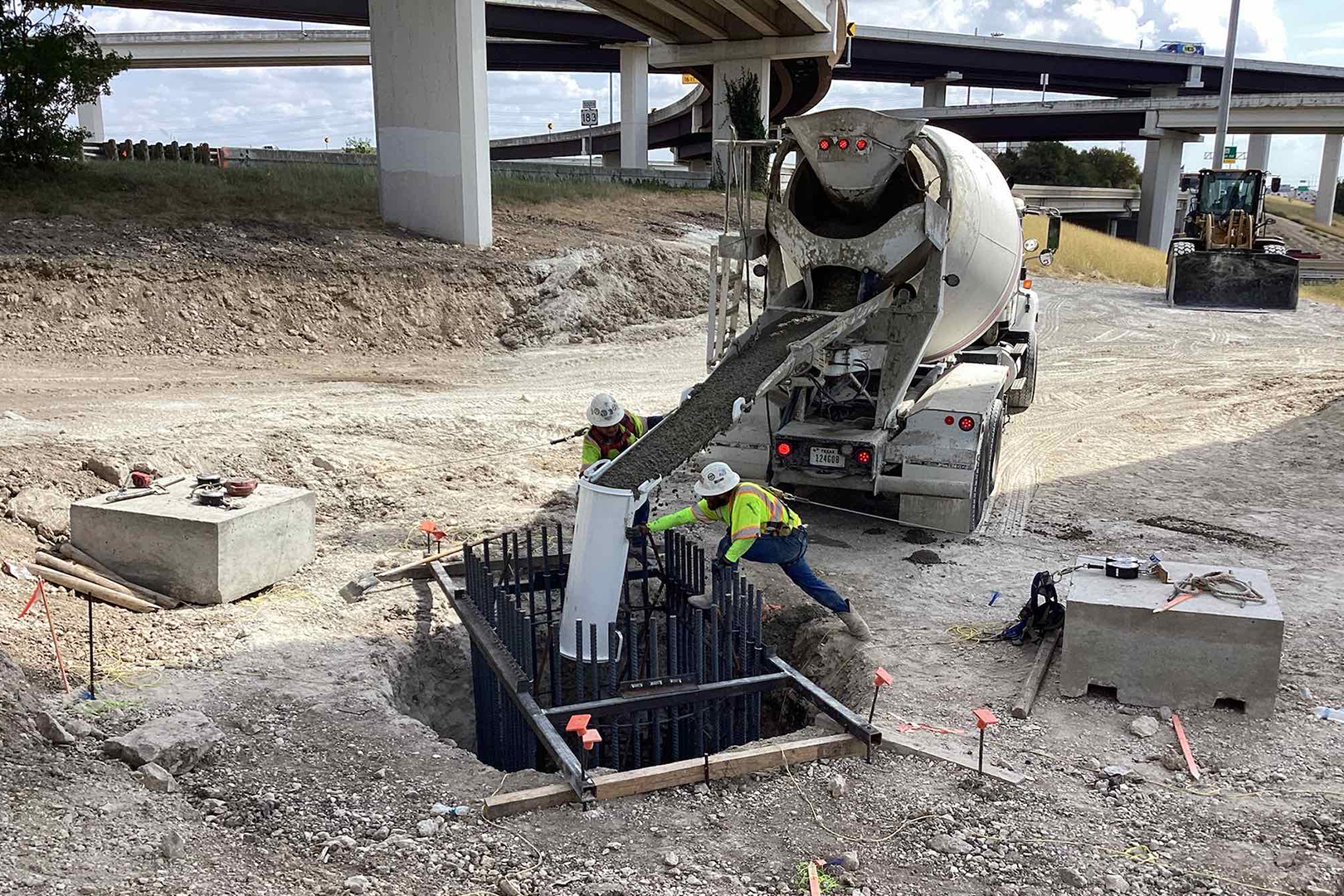 Drilled shaft pour construction