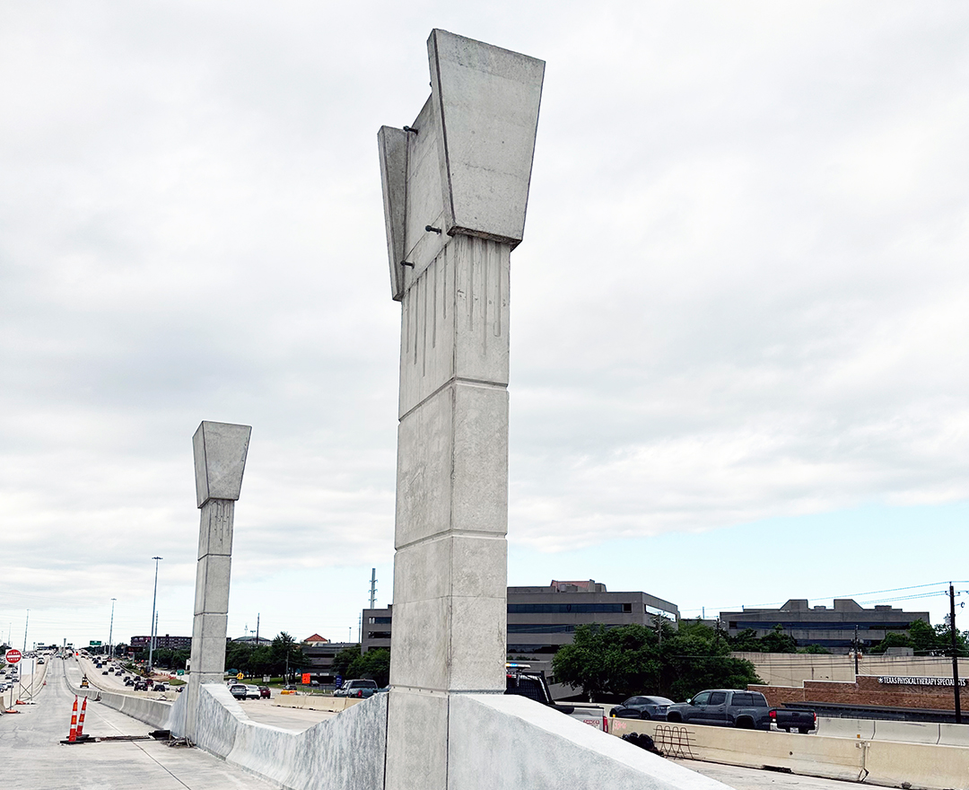 Sign columns erected in the U.S. 183 median.