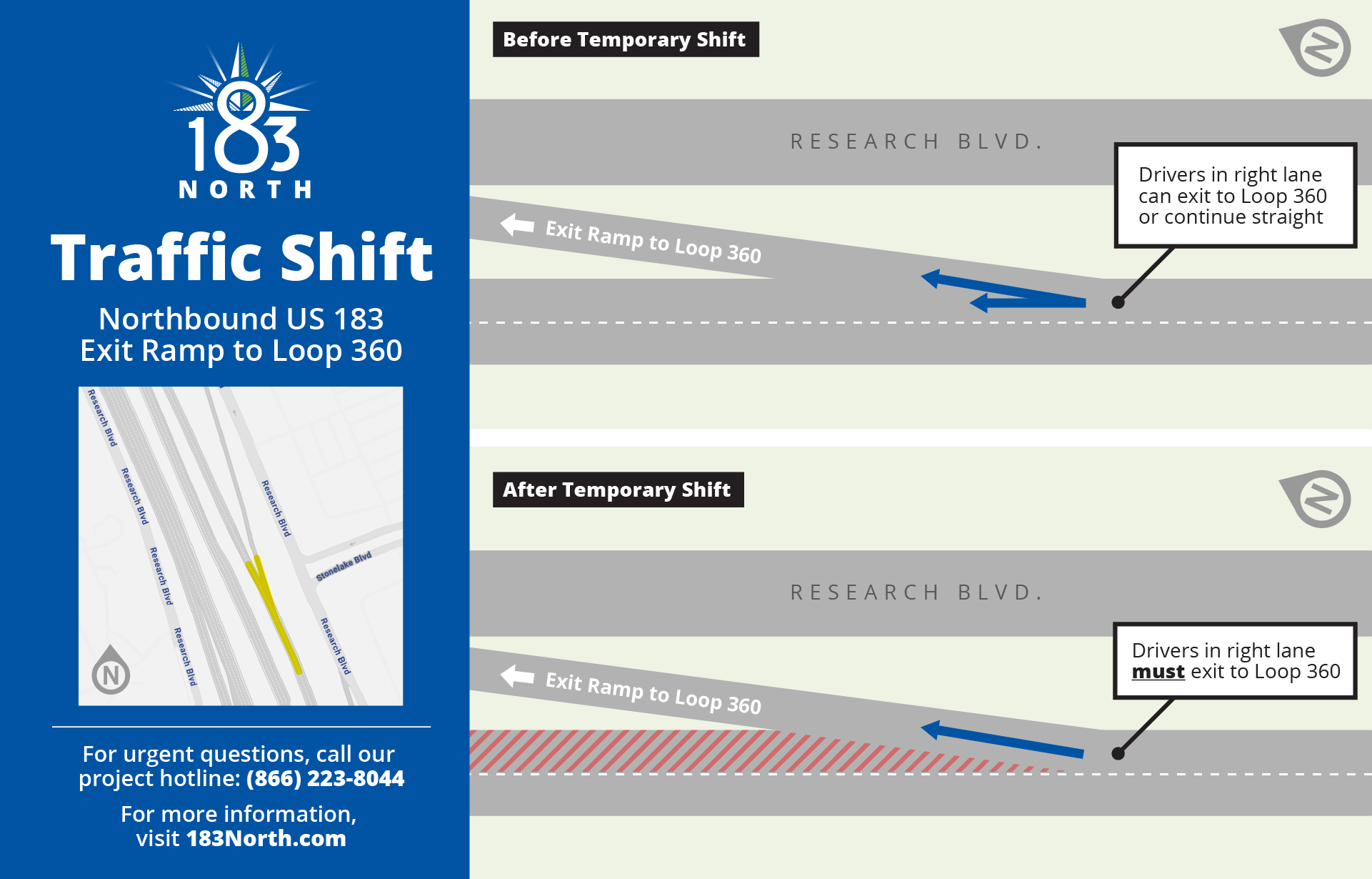 Graphic showing exit lanes closure
