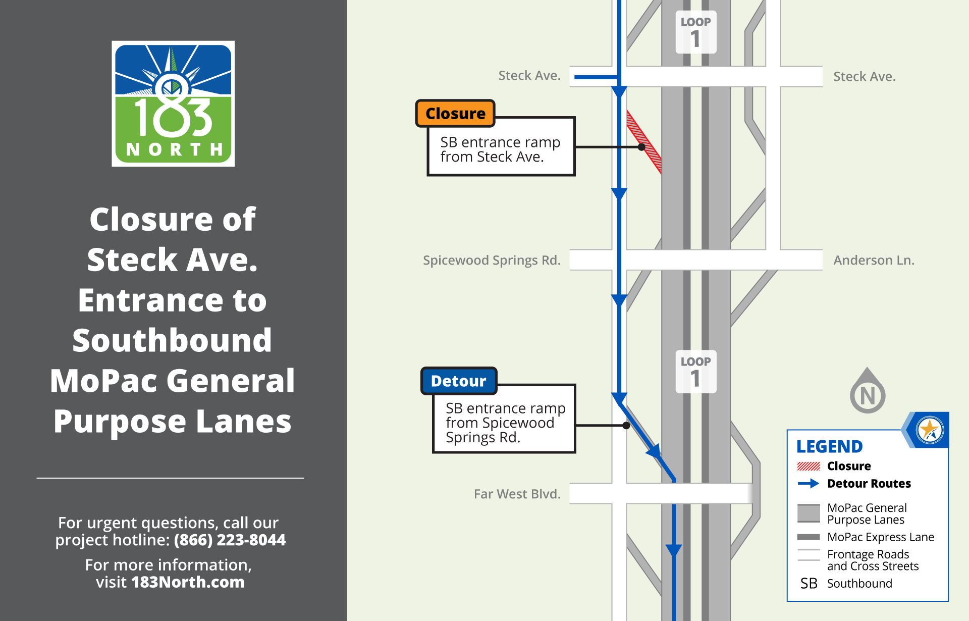 Graphic detailing entrance ramp closure and ability to take the following entrance ramp to the south of the closure